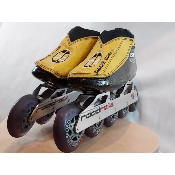 Simmons Racing Action Carbon 5 Wheel Speed Skates w/Bag size 8 - Picture 1 of 12
